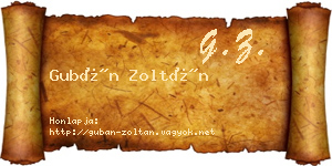 Gubán Zoltán névjegykártya